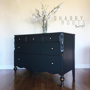 SOLD- Antique farmhouse dresser chest charcoal black distressed rustic shabby chic San Francisco Bay Area by Shab