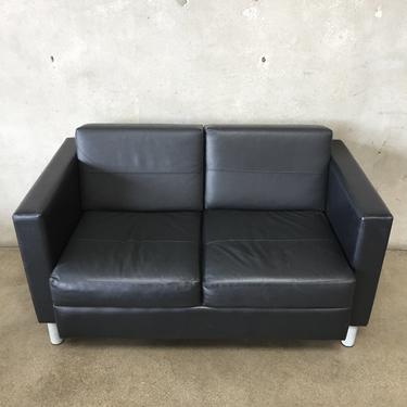 Mid Century Leather Love Seat Made in Canada