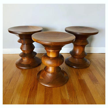 (AVAILABLE) 3 Authentic Eames Time Life Walnut Pedestal Stools Herman Miller