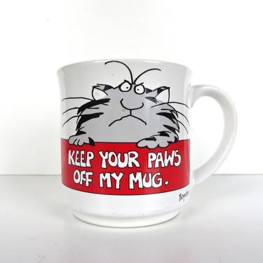 Vintage Sandra Boynton Grumpy Cat Mug, Boynton &quot;Keep Your Paws Off My Mug&quot; Coffee Cup, Funny Office Mug 