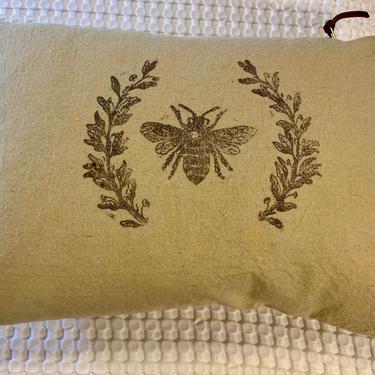 Soft Yellow French Bee Pillow Cover 