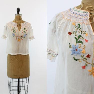 1930s Hungarian embroidered peasant blouse xs | new spring 
