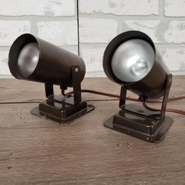 Pair of Roxter Corp Small Vintage Brown Spot Light/ Art Light/ Picture Light Desk Lamp 