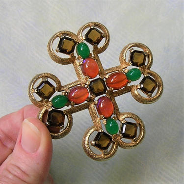 Vintage Boucher Maltese Cross Brooch Pin/Pendant, Boucher Brooch and Pendant, Costume Jewelry (#3785) 