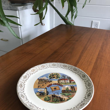 1960s New Jersey travel souvenir decorative Gold Leaf plate platter 