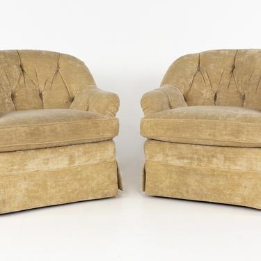 Baker Furniture Tufted Lounge Chairs - Pair 