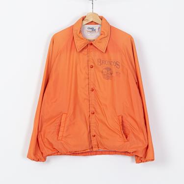 90s Denver Broncos Chalk Line Faded Windbreaker - Men's XL Short | Vintage NFL Football Distressed Orange Lightweight Jacket 