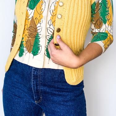 1970s Hand knit Yellow Sweater Vest, sz. S