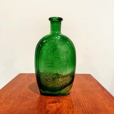 Vintage Green Glass Eagle Liquor Bottle Decanter 