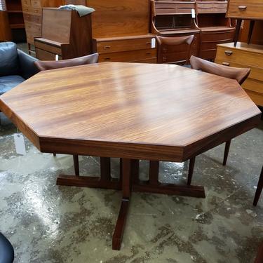 Johannes Andersen Octagon Rosewood Dining Table with Leaf