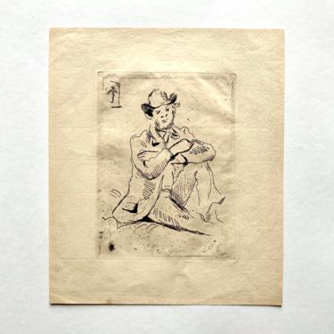 Early Paul Cezanne Etching on Laid Paper Guillaumin au Pendu, Good Condition 