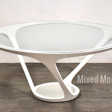 Roche Bobois Round Glass &amp; Steel Dining Table 