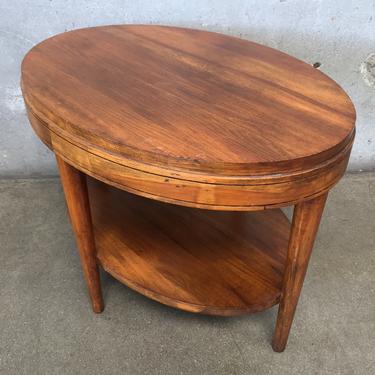 Mid Century Oval Wood Two Tier Table