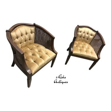 MCM Barrel Back Chairs, Vintage Cane Chairs, Louis XV Style Chairs, Hollywood Regency, Home Decor Pair of 2 Chairs 