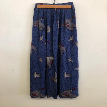 Vintage Bird Skirt Bottom Animal Duck Blue 