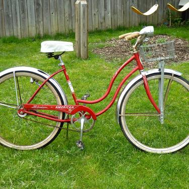 Vintage Schwinn American Ladies Single Speed Coaster Brake Cruiser in Red - Schwinn Chicago - Middleweight Bicycle - Vintage Bike 