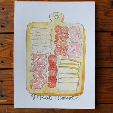 Meat and Cheese Board / Charcuterie Spread Original Watercolor Painting