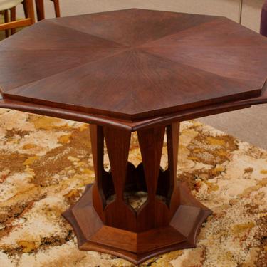 Harvey Probber Octagon Walnut Dining Table w Leaf Mid Century Modern 