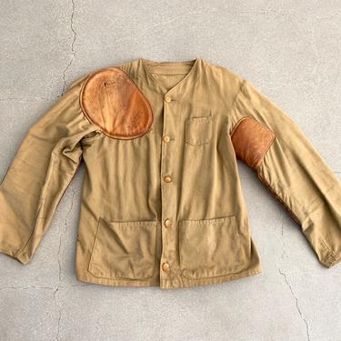 Vintage 1940s Hunting Shooting Leather Patch coat | Canvas Jacket | Rifleman Sniper 10X Belted Bak 