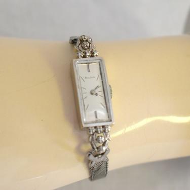 1950s Bulova 14K White Gold Wrist Watch 