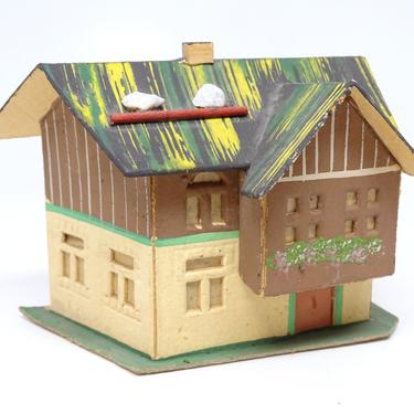 Antique German House for Christmas Putz or Nativity, Vintage Embossed Cardboard Toy, Germany 