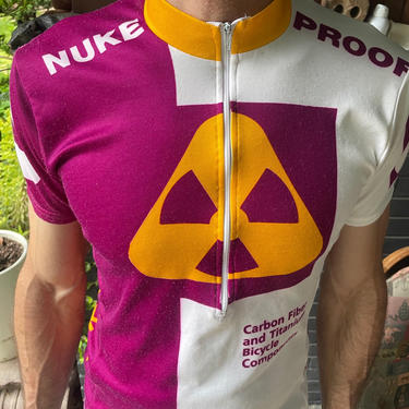 1990s Rare Nukeproof Team XC Racing Mountain Bike Jersey Radioactive Warning Nuclear BMX MTB Trail Biking Shirt Classic Zip 