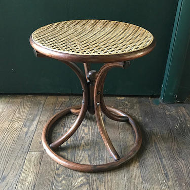 Vintage Thonet Table Stool Cane Bentwood Victorian Design Mid-Century Production plant stand tulip 