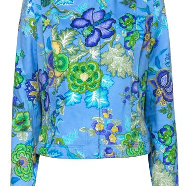 Carlisle - Blue Tropical Print Cotton Jacket Sz 12