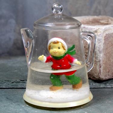 Rare Teapot Shaped Vintage Winter Snow Globe - Classic Winter Scene Snow Globe - Child in Teapot | FREE SHIPPING 