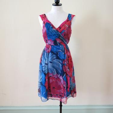 NANETTE LEPORE Floral Metallic Silk Dress 