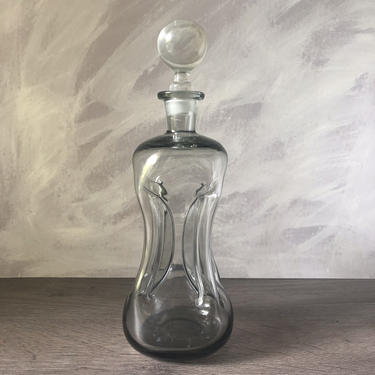 Vintage Holmegaard Smokey Grey Glass Kluk Kluk Decanter with Royal . Retro Art Glass,  Blown Glass Decanter, Jacob Bang, Mid Century Modern 
