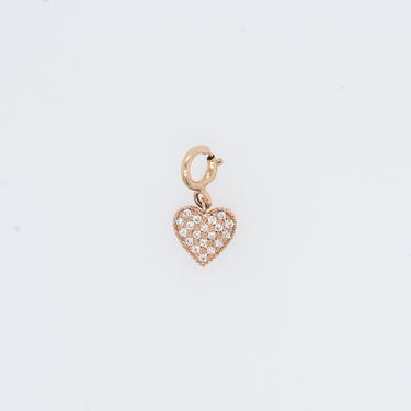 Tiny Pavé Diamond Heart Charm With Clasp