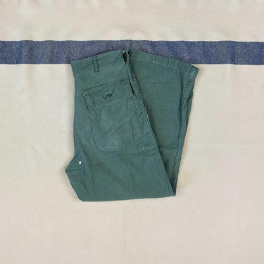 Size 28x26 1/2 Vintage 1960s US Army Cotton Sateen OG-107 Fatigues Utilities Baker Pants 