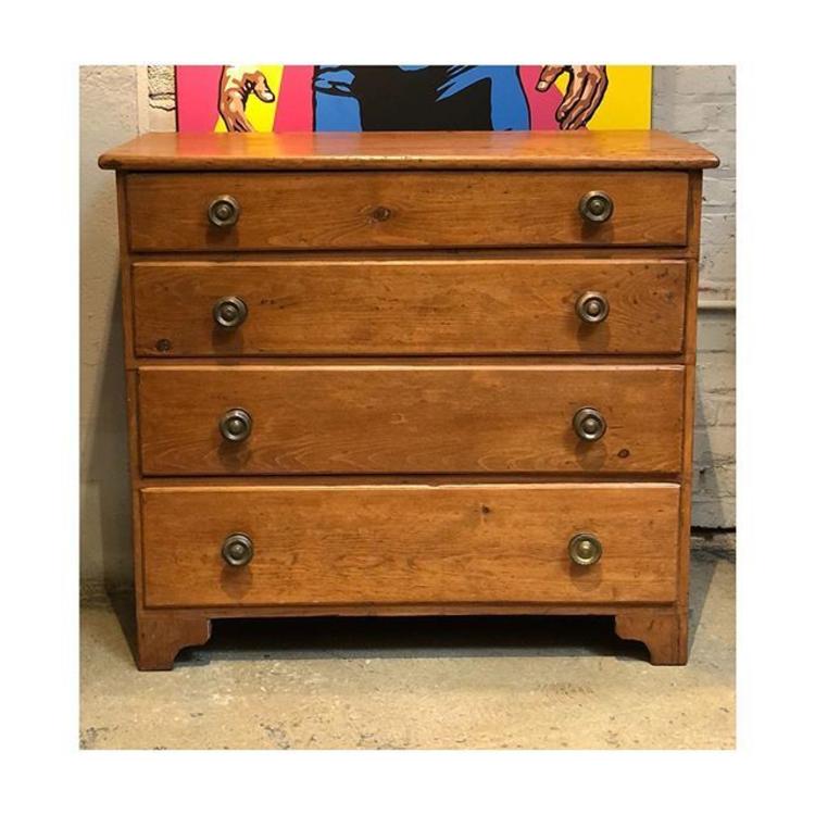 Petite pine chest with 4 drawers 38 W x 17 D x 34 H 