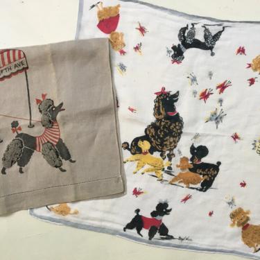 Vintage Poodle Tea Towel Or Handkerchief, Your Choice, Hazel Ware Hankie, Fuzzy Fifth Avenue Poodle, Dogs, Poodle Lover 