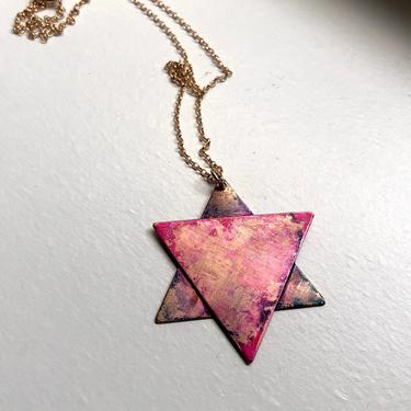 Pink and Purple Jewish Star Pendant Star of David 