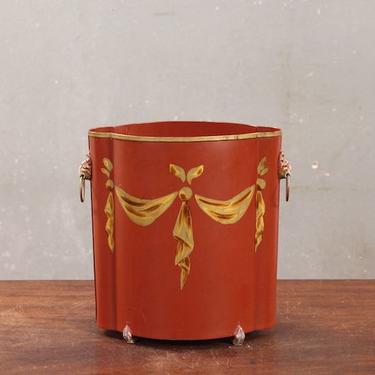 Petite Crimson &amp; Gold Wastebasket