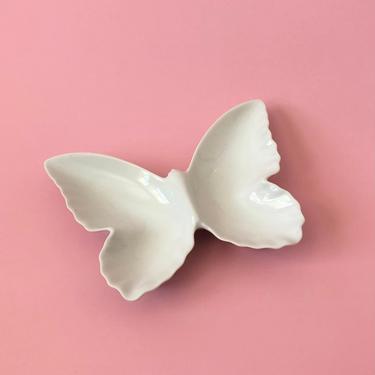 Vintage White Ceramic Butterfly Tray 