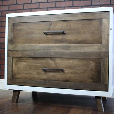 Metal Cabinet Wood Face 30&amp;quot;, 36&amp;quot; or 42&amp;quot; wide 2 drawer / Bedside / credenza / Cabinet Rustic / Nightstand / console / Repurposed Dresser 