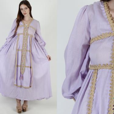 Black Label Gunne Sax Maxi Dress / Heart Embroidered Renaissance Fair Dress / Medieval Crochet Jute Trim 