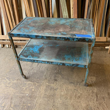 Steel work table on wheels, 36 x 20 x 29 1/4”