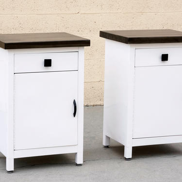 Pair of 1950s Steel Cabinets Refinished in Gloss White