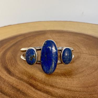 FEELING BLUE Vintage Triple Stone Lapis Cuff | Vintage Lapis Jewelry | Sterling Silver Bracelet | Southwest Jewelry | Native American Style 