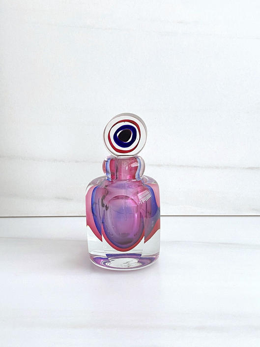 Made in Italy Art Glass Collectible Vinciprova Murano Glass Purple Purfume Bottle with Stopper