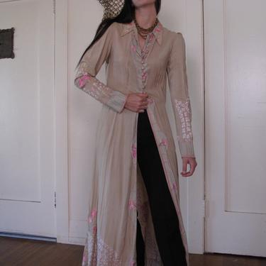 1910's 20's Embroidered Floral Duster sz Sm 