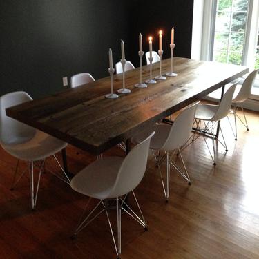Reclaimed Wood Dining Table with 2.5&amp;quot; thick top and steel legs in your choice of leg style, color, size and finish 