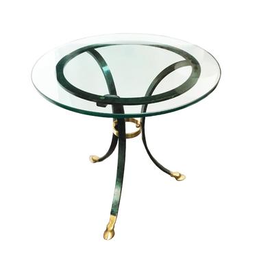 1970s Maison Jansen-Style Metal &amp; Glass Side Table