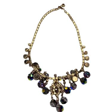 1960S Juliana Metallic  Silver Hand Made Gemstone Stud Necklace 