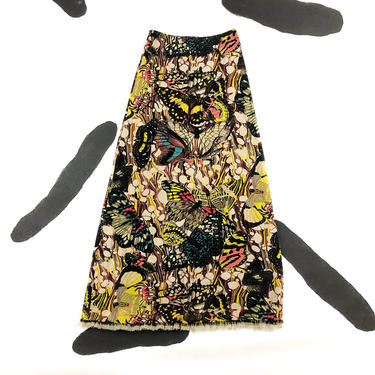 90s Jean Paul Gaultier Maille Butterfly Print Mesh Maxi Skirt / Layered / Net / Psychedelic / JPG / Large / Fuzzi / Net / Op Art / Stretch 