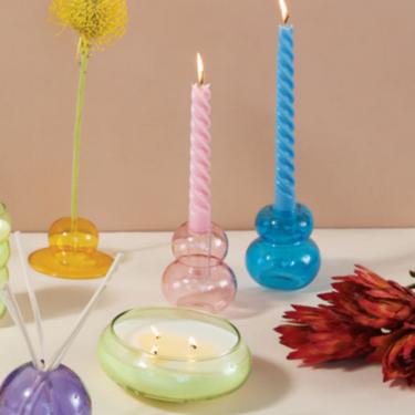 Realm Glass Bubble Tapered Candle Holder